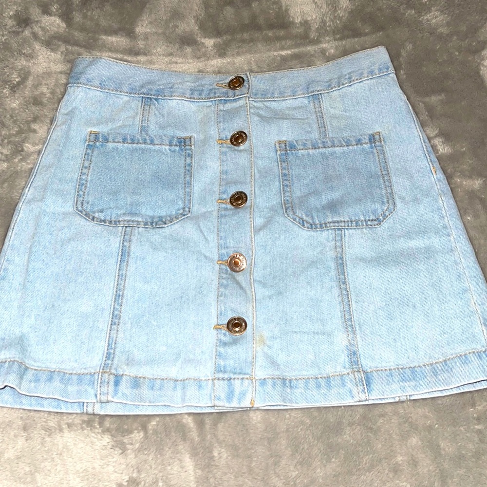 Light blue denim skirt